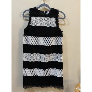 Kate Spade Floral Dot Lace Shift Dress Size‎ 2 Lace Black White thumbnail 3
