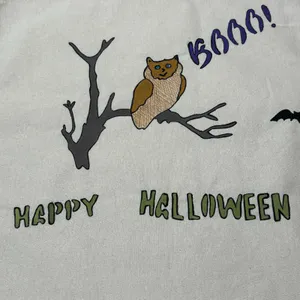 Handmade Hand Painted Halloween Owl Cotton Tote Bag thumbnail 2