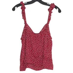 Express Tank Top Polka Dot Cottage Ruffle Coquette Y2K Retro Romantic Red Large‎ thumbnail 2