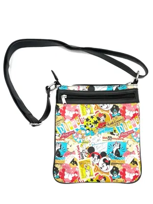 Disney Parks Mickey & Friends Crossbody Bag Retro Collage Print Adjustable Zip thumbnail 5