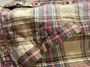 Free people Plaid Linen/Cotton Blend Cropped Button Down Jacket Sz Small thumbnail 6