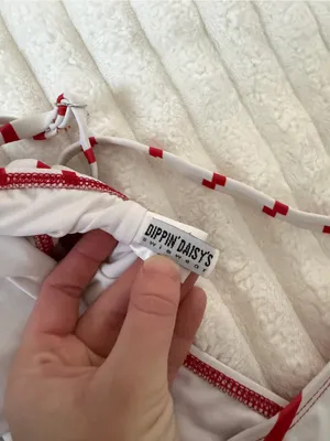 NWOT Dippin’ Daisy’s Red White Stripped Plunge One Piece Bathing Suit thumbnail 4