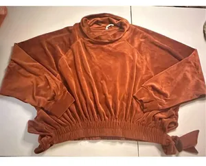 Anthropologie daily practice side tie velvet pullover burnt orange large thumbnail 2