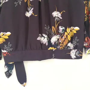 Madewell Floral Wrap Top Burgundy Side Tie‎ V-Neck Blouse 3/4 Sleeve Size M thumbnail 4