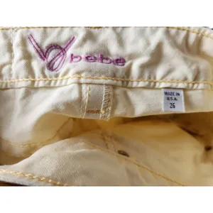 Vintage 90s y2k skirt Bebe‎ Butter Yellow mini micro rhinestone SZ 26 Waist 30" thumbnail 7