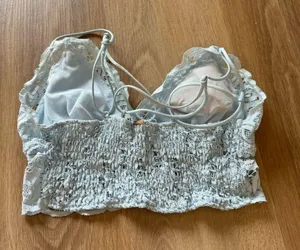 VS Pink Lace Light Blue Bralette Size M thumbnail 2