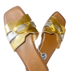 NEW Franco Sarto Gold Silver Buckle Detail Slip On Comfort Sandal thumbnail 5