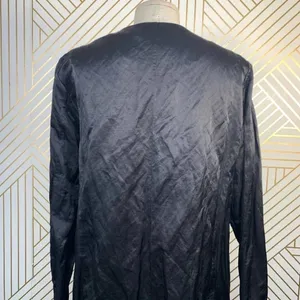 Eileen Fisher Crinkle‎ Black Sheen Overcoat Jacket thumbnail 7