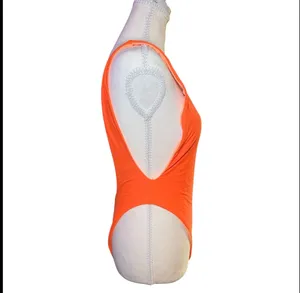 Aerie Neon Orange One Piece Swimsuit High Cut Low Back‎ Women M thumbnail 5