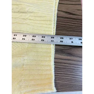 Vintage Style Yellow Cable Knit‎ V-Neck Sweater Vest Sleeveless Pastel Top L thumbnail 7