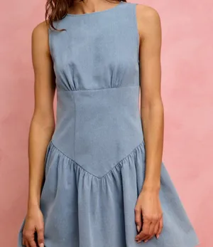 SO ME Fit And Flare Sleeveless‎ Denim Mini Dress thumbnail 1