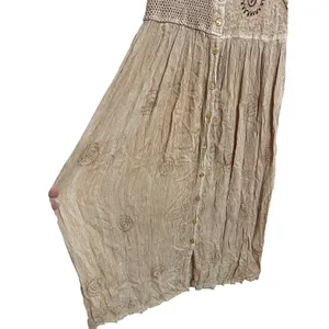 Vintage 90s MPH Embroidered Crinkle Gauze Maxi Dress Boho Hippie‎ Artsy Ren Fair thumbnail 4