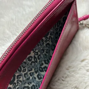 Coach Poppy Pink Leather Wristlet thumbnail 9