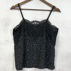 Lulus Polka Dot Lace Trim Cami Top Size Medium Minimal‎ Chic Going Out Indie thumbnail 3