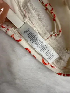 SKIMS Heart Print Lace Bralette White & Red XXS New thumbnail 5