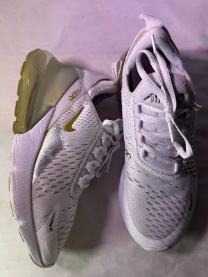 Nike Women's White and Gold Air Max 270 Sneakers thumbnail 4