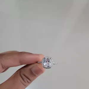 Real 1.5 cushion square engagement wedding 925 silver ring thumbnail 4