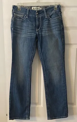 ARIAT Mid Rise Straight Classic Blue Jeans size 30 excellent conditions thumbnail 1