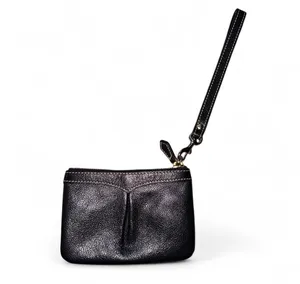 DOONEY & BOURKE Wristlet Wallet Purse Pleated AWL Rich Black Leather Bag ✨ thumbnail 3
