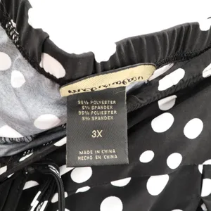 Retro Y2K Vintage Metrowear Black Polka Dot‎ Stretch Maxi Long Flare Skirt 3X thumbnail 6