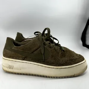 Nike Air Force 1 Sage Low Sneakers Suede Platform Trooper Phantom Green 9 thumbnail 3
