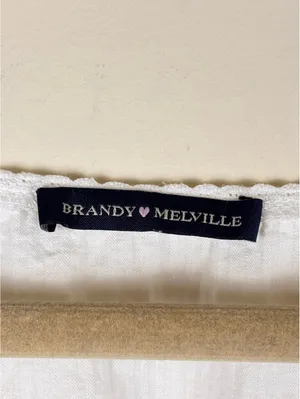 Brandy Melville Blair Top White Puff Sleeve Babydoll Button Front XS thumbnail 2