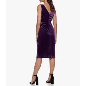 Kensie Purple Velvet Cowl Neck Ruched Sheath Dress Size‎ 12 thumbnail 2