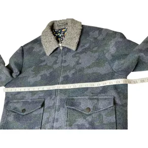 Paisley & Gray‎ Camo Bomber Jacket Blue Grey Faux Shearling Collar Slim Fit XL thumbnail 7