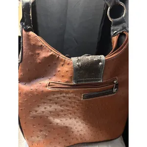 Western Ostrich Croc Embossed Studded Hobo Shoulder Bag Cognac Brown Horsebit‎ thumbnail 3