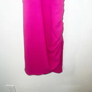 Sincerely Jules hot pink glitter fringe open back high neck mini dress thumbnail 3