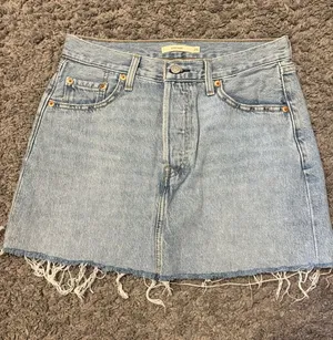 Levi's Light Blue Denim Mini Skirt with Frayed Hem thumbnail 1