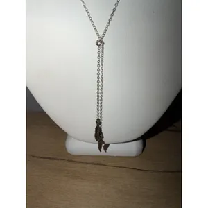 925 Sterling Silver Feather Y Drop Necklace Lariat Style thumbnail 4
