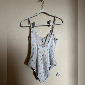 AERIE Floral Keyhole One Piece Cheeky Swimsuit‎ Sz Medium Ditsy thumbnail 6