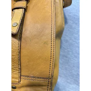 Vintage Fossil Mustard Yellow Pebbled Leather Tote Bag Brass Key Charm Boho thumbnail 7