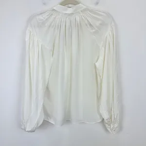 Madewell Shirred Long Sleeve Top Blouse Silk Lightweight Winter White Medium NWT thumbnail 12