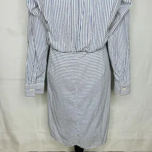 Gap Button-Down Shirt Dress Long-Sleeve Striped Gathered Waist Cotton Sz M thumbnail 9