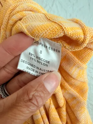 Christopher Esber orange yellow high slit accordion knit midi skirt S thumbnail 14