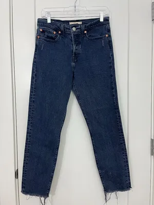Levi's Size 28 Wedgie High Rise Ankle Jeans Dark Wash Raw Hem thumbnail 4