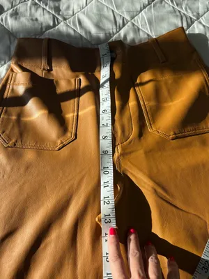 Maeve Anthropologie Colette Faux Leather Pants 27 • Camel Wide Leg thumbnail 7