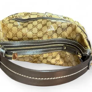Gucci GG Crystal Mix Hobo Bag Brown Monogram Coated Canvas Leather Shoulder thumbnail 4