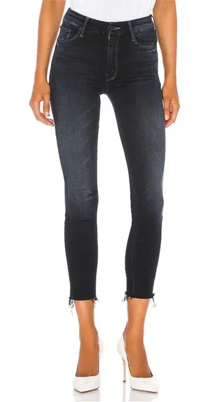Mother Denim Midnight Blue Wash High Waisted Looker Ankle‎ Fray Jeans thumbnail 1