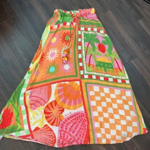 Farm Rio Anthropologie Vibrance Maxi Skirt Multicolor Patchwork XXS Tassel Boho thumbnail 8