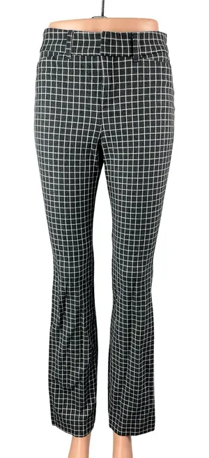 Old Navy Women's Black Window Pane High Rise Flare Bootcut Trousers Pants Size 2 thumbnail 1