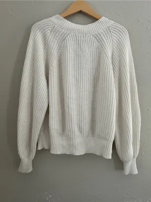 A New Dat Chunky White Cream Button-Front Knit Cardigan Neutral Casual Fall thumbnail 4