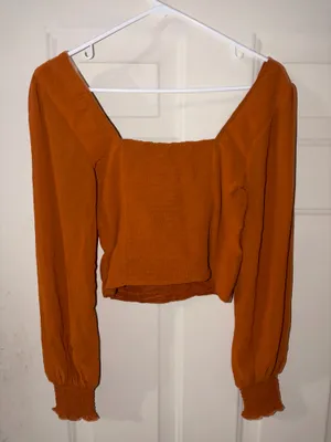 Abercrombie & Fitch Orange Fitted Crop Blouse size S thumbnail 2
