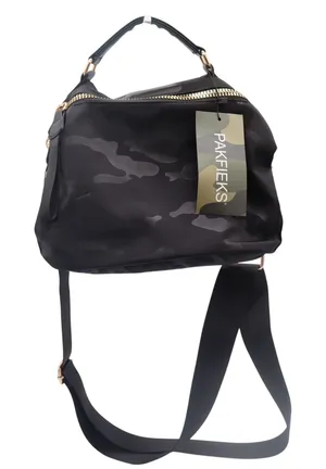 Pakfieks Crossbody Bag Womens OS Black Camo Nylon Gold Hardware NWT thumbnail 1