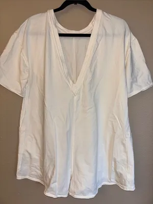 NEW! FREE PEOPLE MOVEMENT Hot Shot Tee Romper Shorts X-SMALL Bleached Clay Ivory thumbnail 9