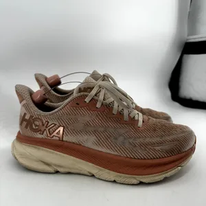 Hoka One One Clifton 9 Running Shoes MetaRocker Walking Sandstone Cream Pink 9B thumbnail 3