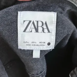 Zara Women's Black Denim Long Sleeve Mini Shirt Dress Size L thumbnail 6