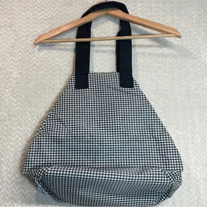 Vintage 90s Guess Gingham Tote‎ Bag Black White Checkered Round Shoulder Purse thumbnail 3